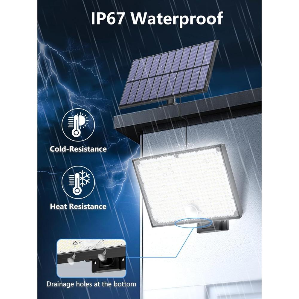 400LED Outdoor Solar Light, IP67 Waterproof Solar Floodlight, Three Modes and Remote Sensing Outdoor Light