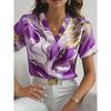 Women's Elegant Marble Print Short-sleeved Shirt Spring and Summer