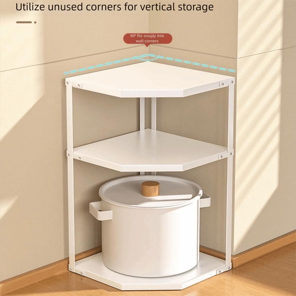 Space Saving Corner Pot Storage Rack 2/3 Tier Cabinet Pot Lid Holder  Bathroom