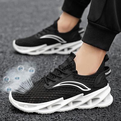 2025 Summer New Flying Knitted Sneakers Men's Fashion Thread Hollow Mesh Breathable Sneakers Men's Durable Running Shoes