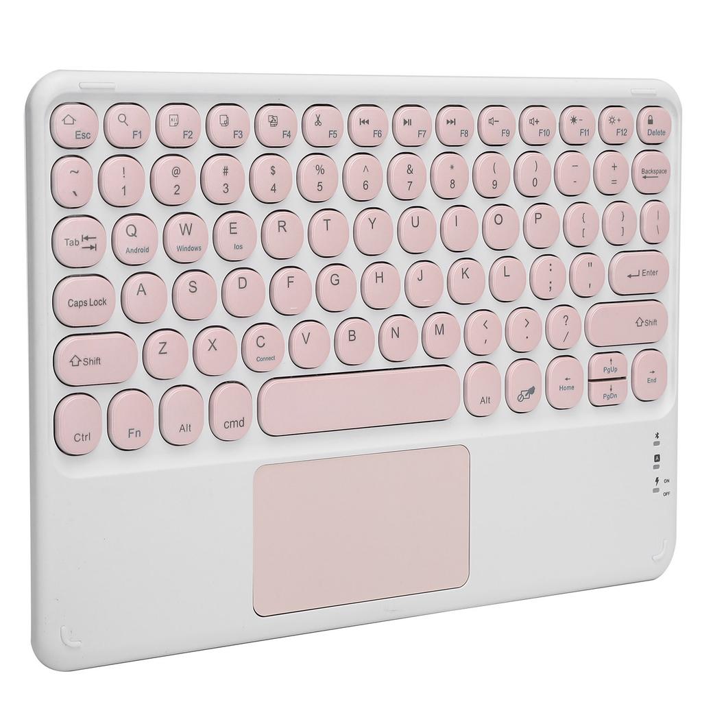 Bluetooth Keyboard Touchpad Round Keycap with Ergonomic Design Stable Connection 10inPink