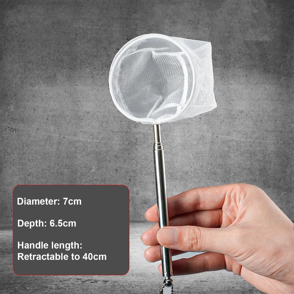 Square/Round Fine Fishing Net with Retractable Stainless Steel Hand Aquarium/Fish Tank Catch Small Fish Shrimp Clean Accessories