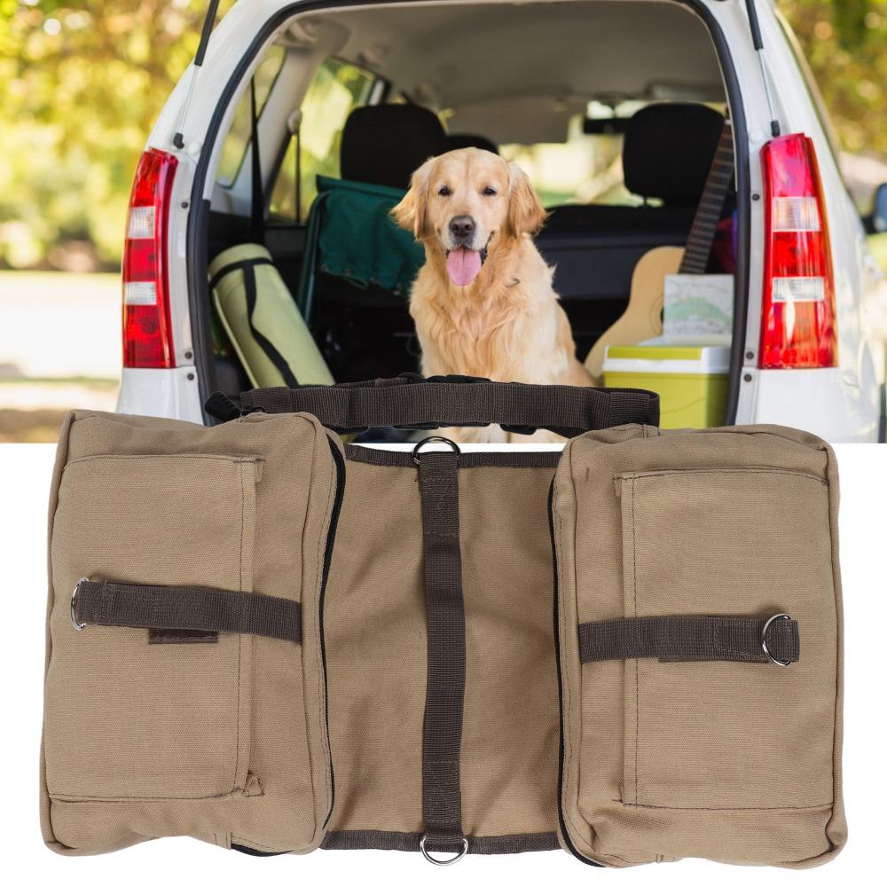 Soft Canvas Dog Hiking Pack Breathable Mesh Dog Camping Pannier Pet Self Carry Bag Daily Walking