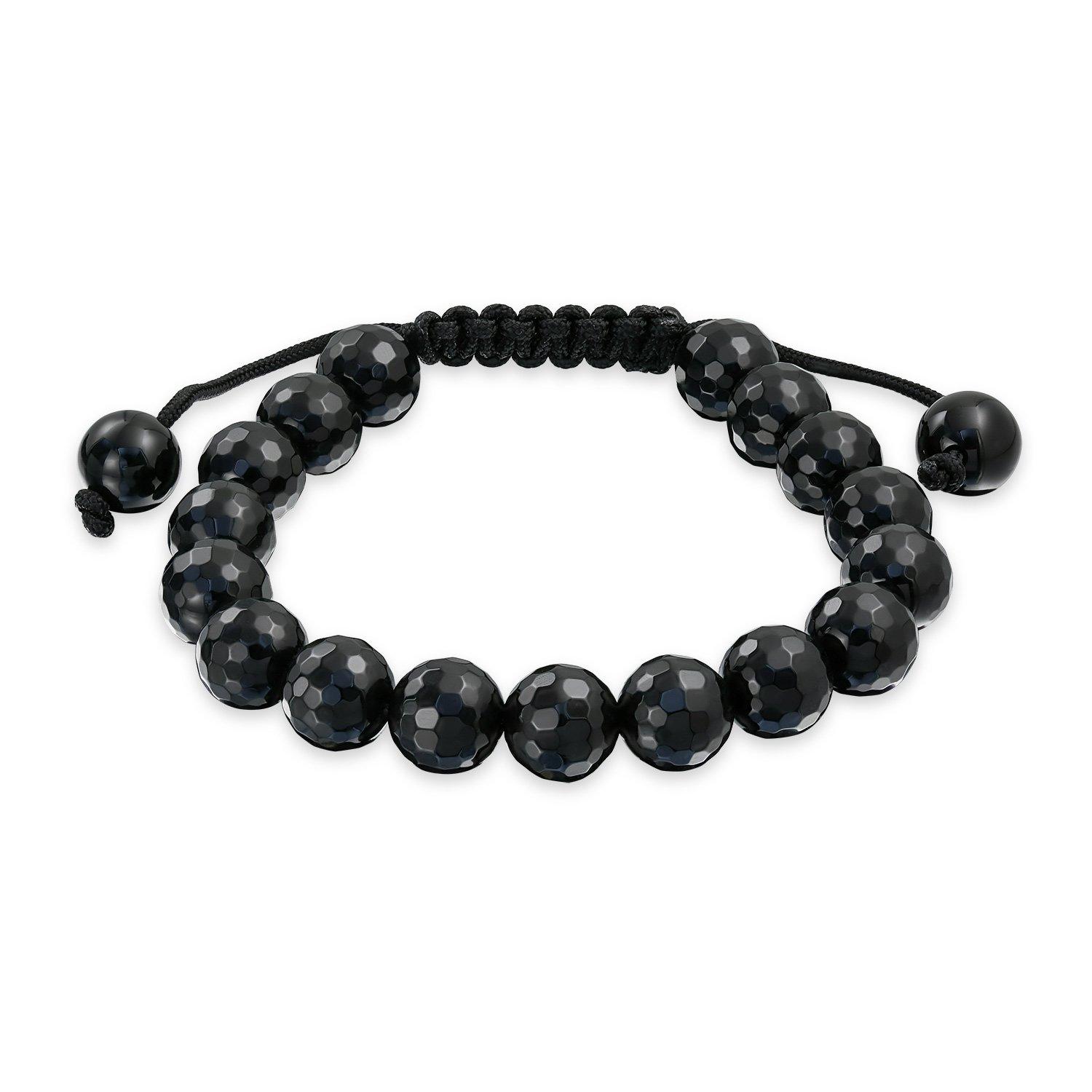 

Браслет из бисера унисекс с черным ограненным ониксом, вестерн-ювелирные изделия для женщин и мужчин, черный шнур, регулируемая нить [Bling Jewelry]