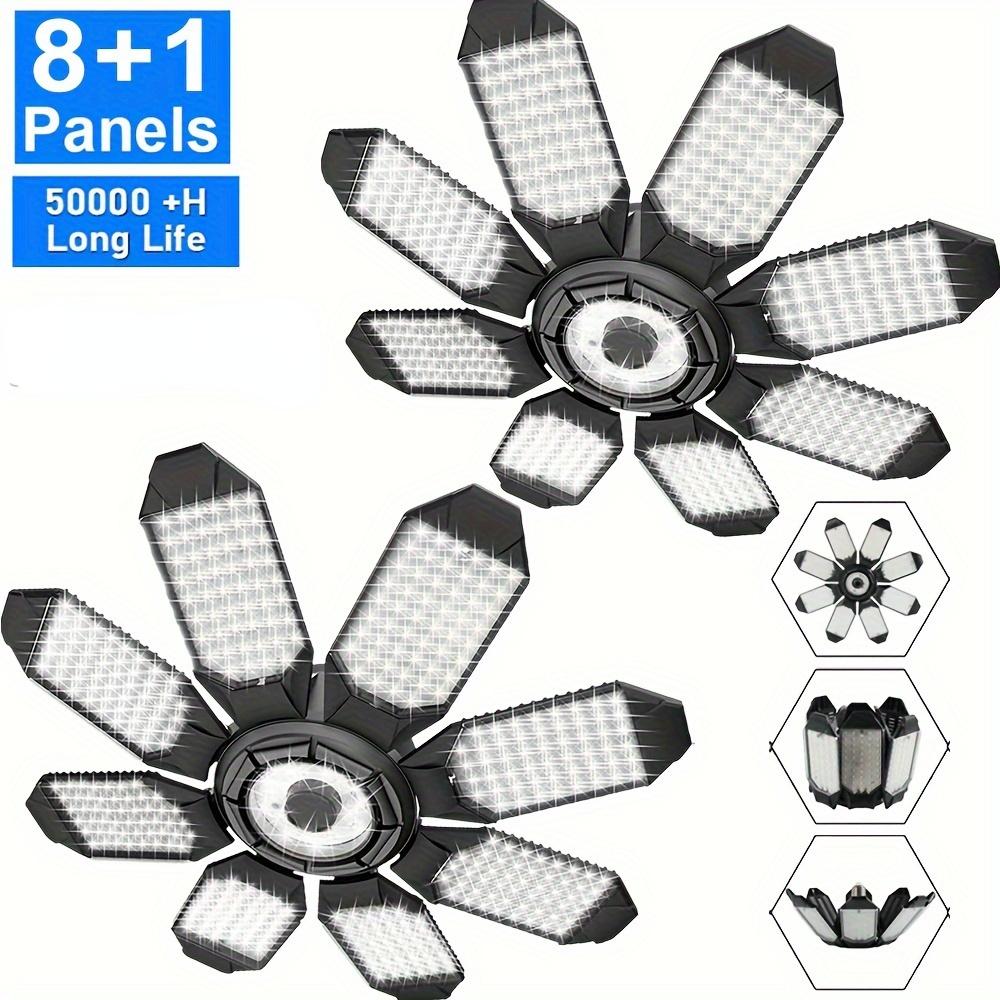 1/2pcs Deformable LED Garage Lights with 8 + 1 Adjustable Panels Night Lamp E26/E27 Ceiling Lighting Bulb For Workshop Warehouse