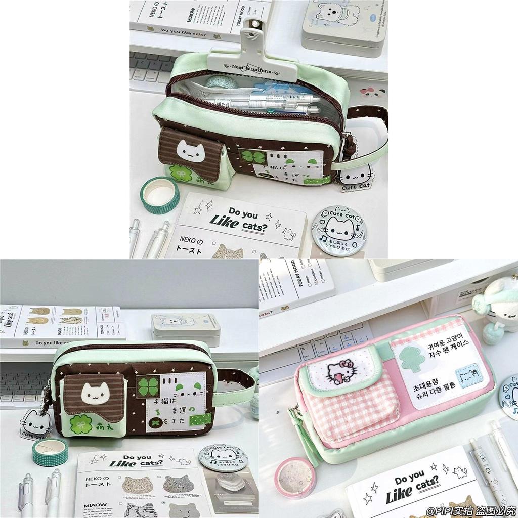 Cute Cat Pencil Case With Large Capacity For Students And Office Supplies