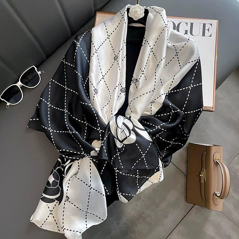 Korean Style Fashionable Satin Scarf Women Sunscreen Shawl Beach Wrap