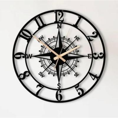 Large World Map Wall Clock, Metal Minimalist Modern Clock, Round Silent Non-Ticking Battery Operated Wall Clocks for Living Room/Home