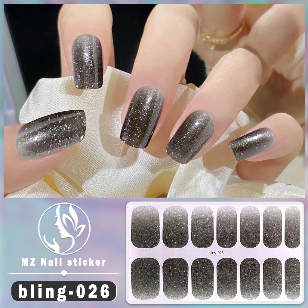 Meizhi 14-Finger Bling Aurora Gel-Nagellack-Aufkleber – selbstklebend, wasserfest, siegelfrei