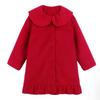 Girl's Mid-Length Red Woolen Coat