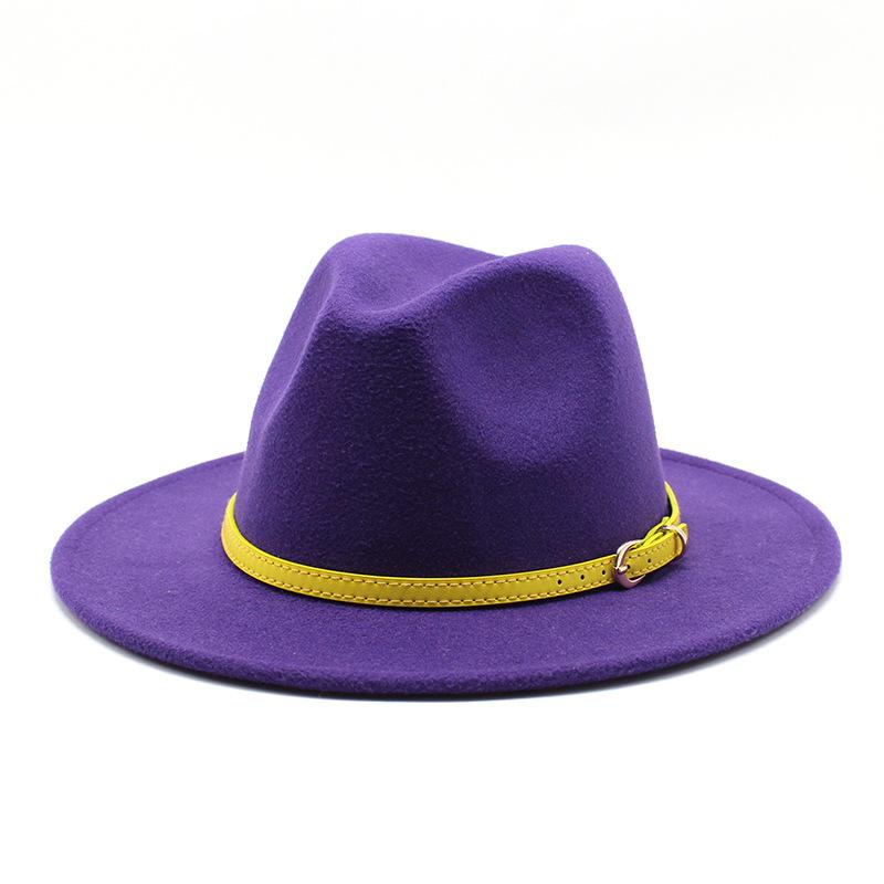 Men'S And Women'S Woolen Top Hats, Flat-Brimmed Big-Eave Hats, Jazz Hats, Felt Hats.