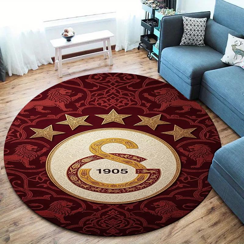 Galatasaray S Round Area Rug,Carpet Rug for Living Room Bedroom Sofa Playroom Decor,Non-slip Floor Mat