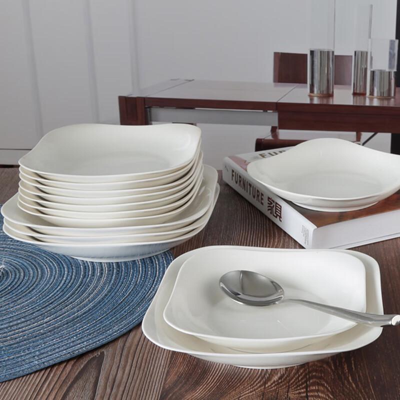 Minai Keramik reinweiß Ruyi Quadratische Speiseteller