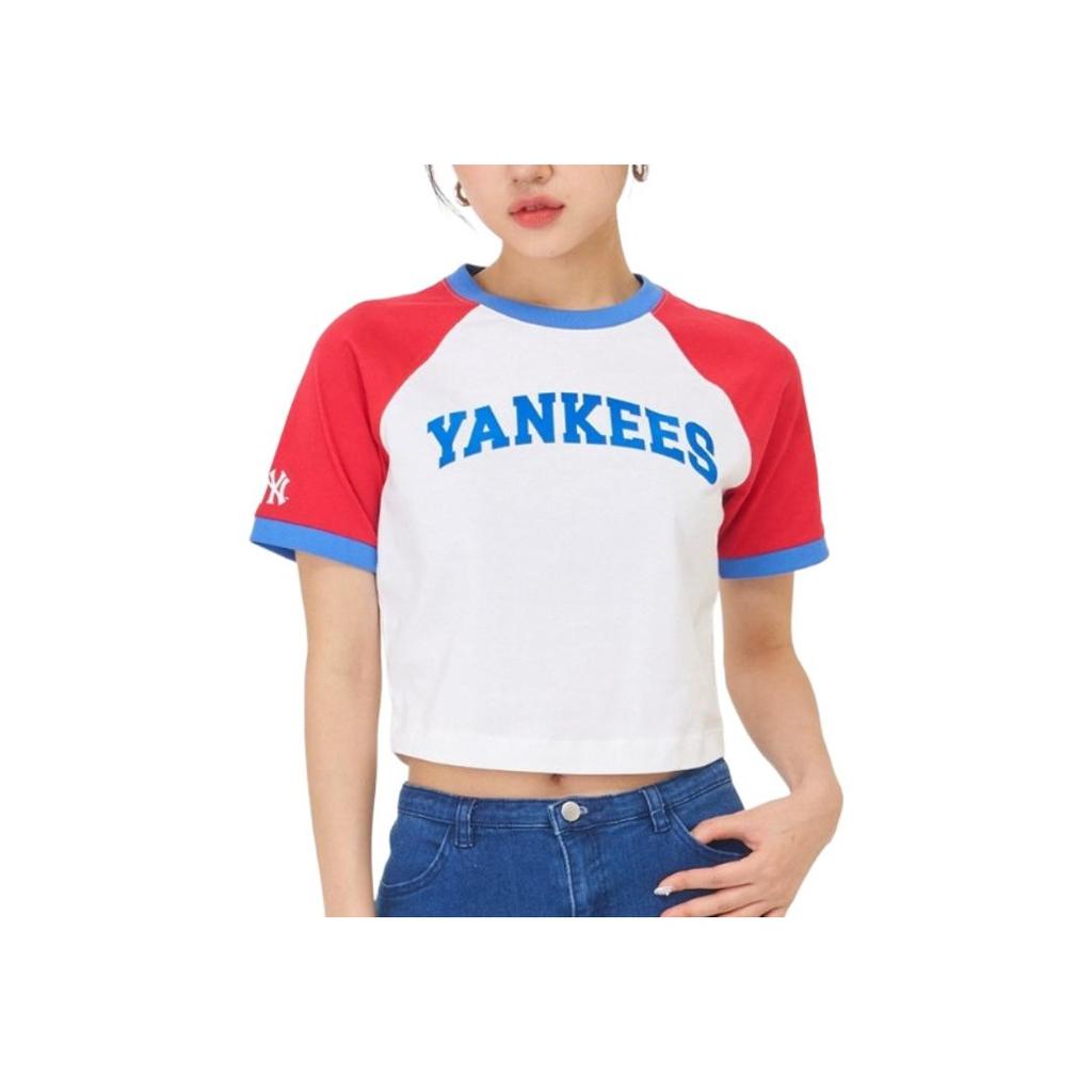 New MLB New York Yankees Varsity Raglan Sleeve T Shirt Women's Red 3FTSV1543-50RDS