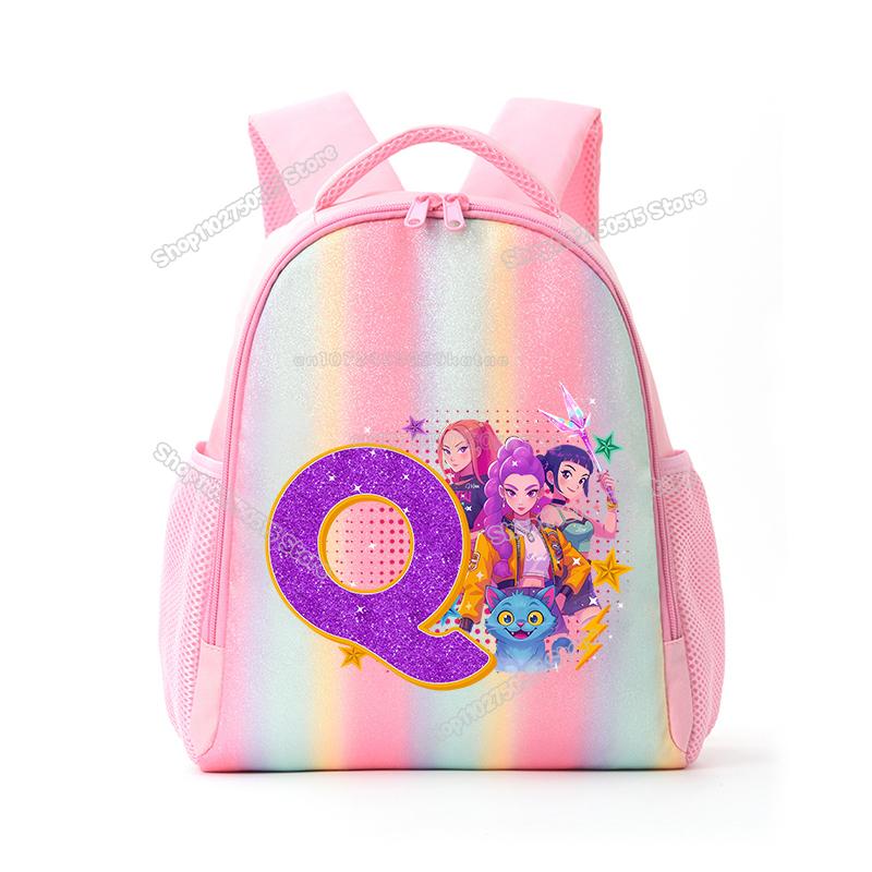 Perfect KPop Demon Hunters Letter A-Z Rainbow Backpack Rumi Mira Zoey Student School Backpack Anime Movie Women Girl Travel Rucksack