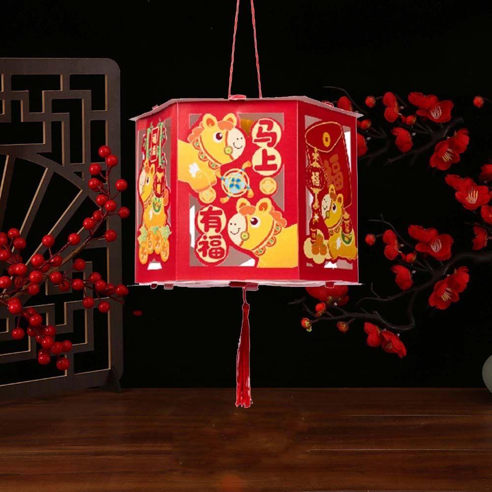 With Tassel Chinese Style Lantern Handmade Craft Handheld Lantern Spring Festival