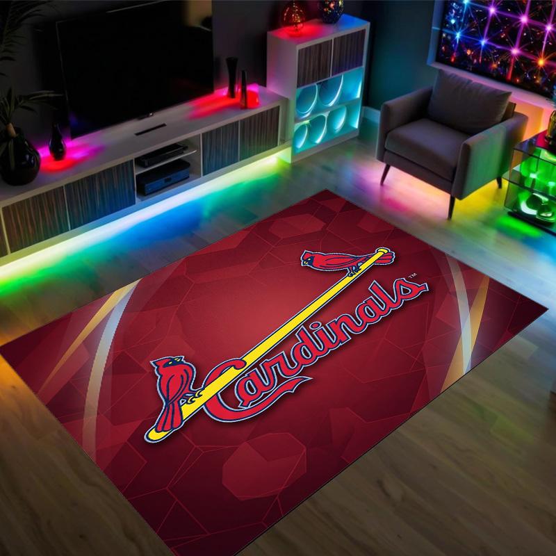 St. Louis Cardinals Design Crystal Velvet Carpet Cozy Non?Slip Printed Rug For Bedroom Living Room Entrance