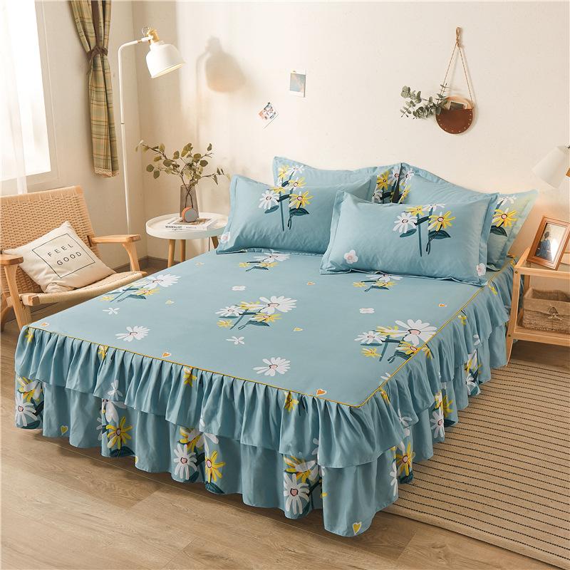 Comfortable, Relaxing, Breathable, Skin-friendly Three-piece Set: One Bed Skirt + Two Pillowcases (without Pillow Core)