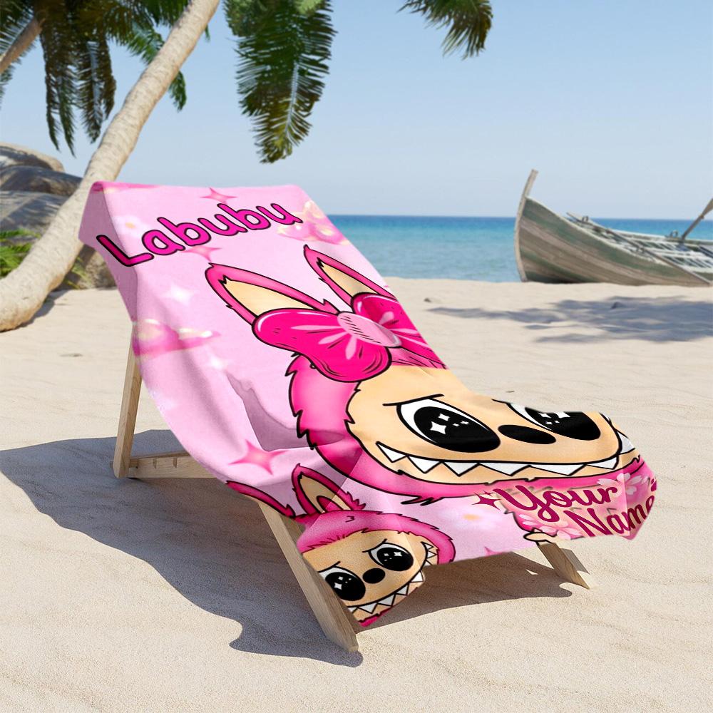 Labubu Customize Text Beach Towel High Absorbency & Quick-Dry Portable for SwimmingBeachCamping Travel Beach AccessoriesGym