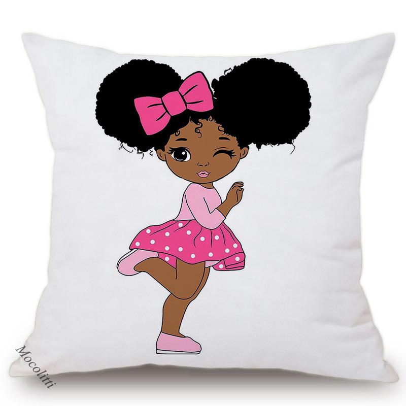 Africa Baby Cartoon Throw Pillow Case Cute Girl Children Room Sofa Bed Decorative Cushion Cover Velvet Soft Pillowcase 45X45Cm
