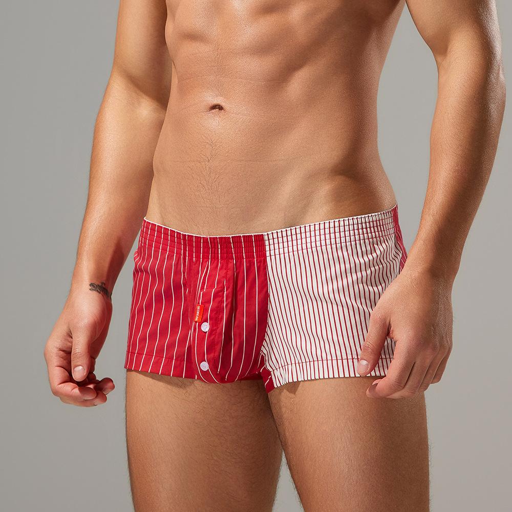 Мужские трусы в клетку Color-Block Хлопковые Повседневные Шорты для Отдыха Удобные Дышащие Облегающие Пижамные Шорты M красный