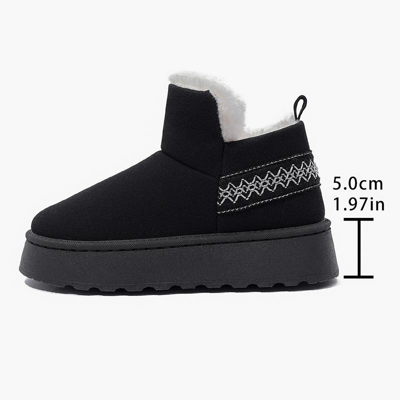 Thick Plush Platform Snow Boots for Women Winter Warm Fur Cotton Padded Shoes Woman Faux Suede Slip On Ankle Botas De Mujer 2025