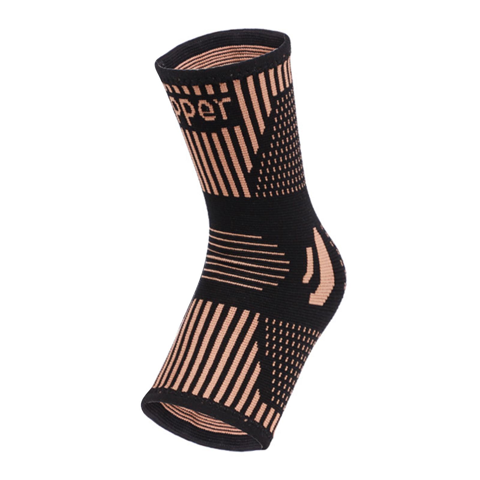 

Ankle Compression Sleeve Elastic Copper Ankle Brace Daytime and Night Use for Baseball Football Foot Pains Relief XL