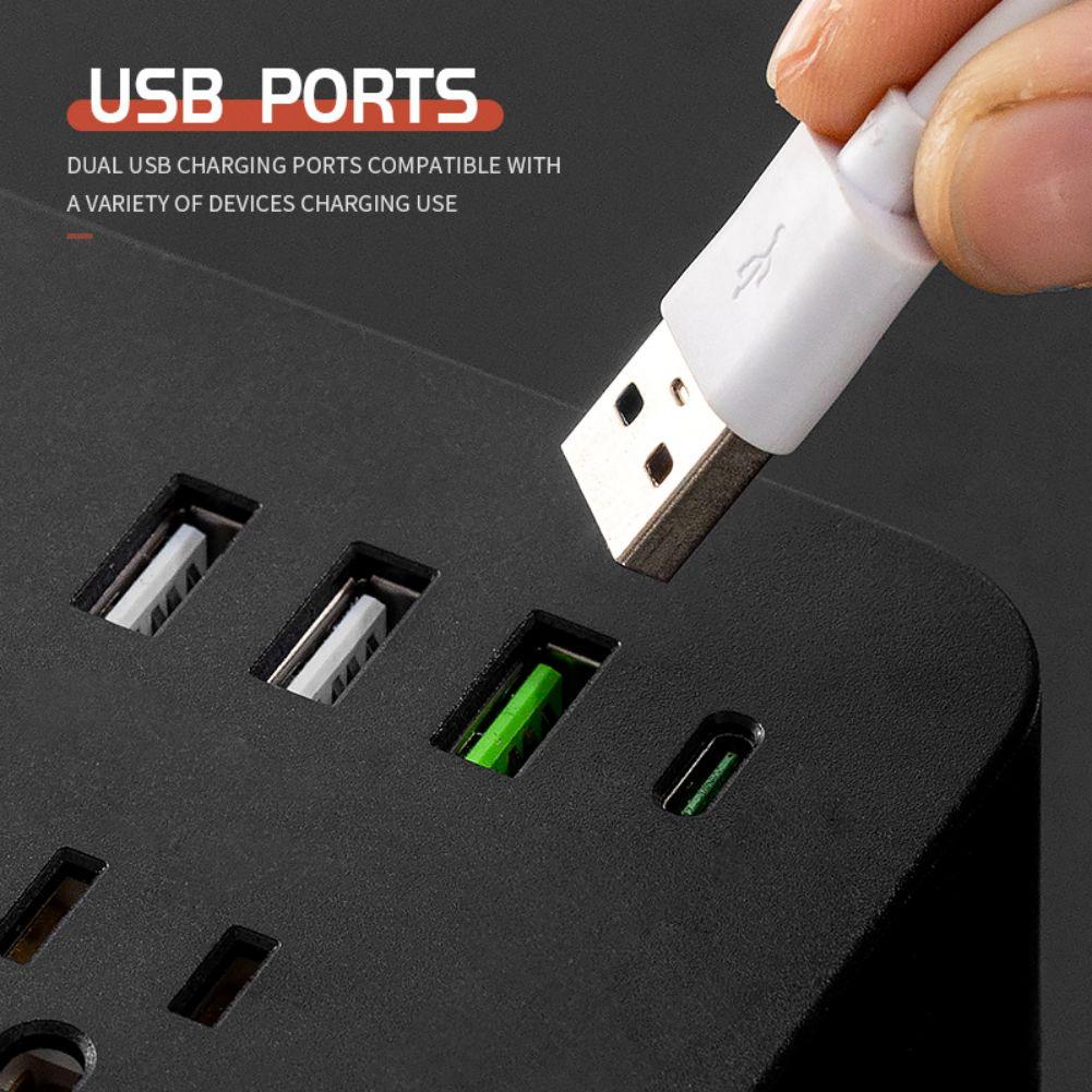 Power Strip With USB Multi Plug Outlet Extender 14 AC Outlets 3 USB A 1 USB C Ports Wall Plug Extender For Home Office