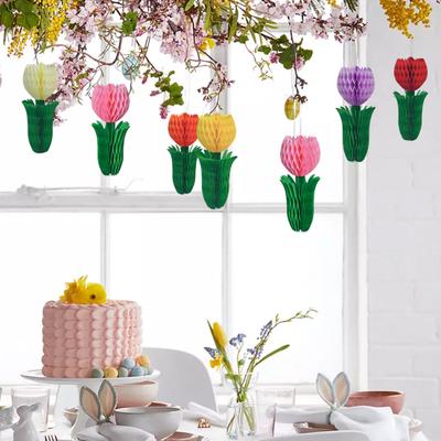 Frühlings-Tulpenblume Waben-Mittelstücke Papier-Tulpe Blumige Waben-Deckenhänge-Dekoration für Büro Zuhause Hochzeit Geburtstag Deko