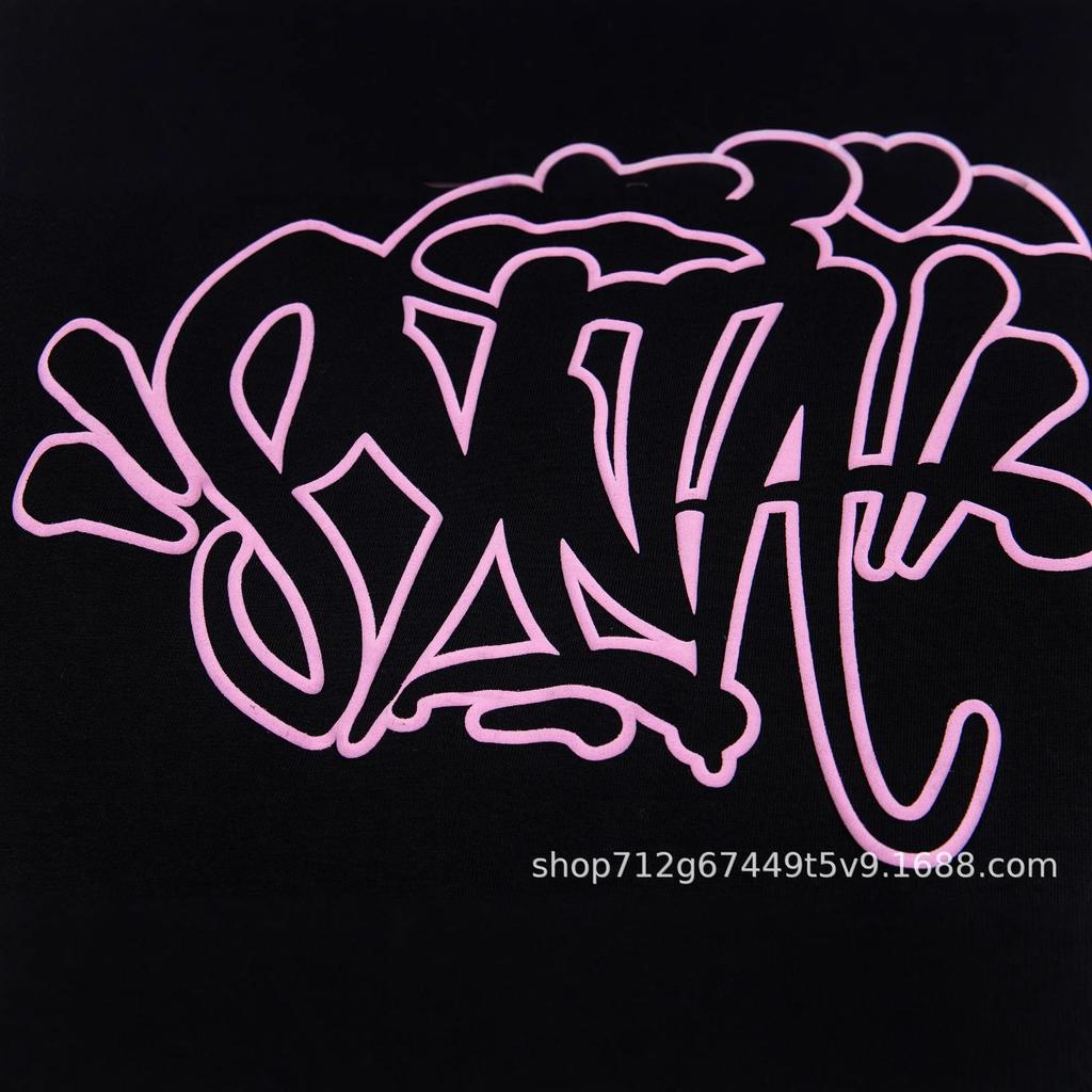 SYNAWORLD Short-sleeved Top Men's and Women's Street Hip-hop Punk Letter Print T-shirt Versatile Casual Casual Versatile
