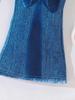2025 Summer Girls' Fashion Denim Two-Piece: Long Pants & Round Neck T-Shirt Set