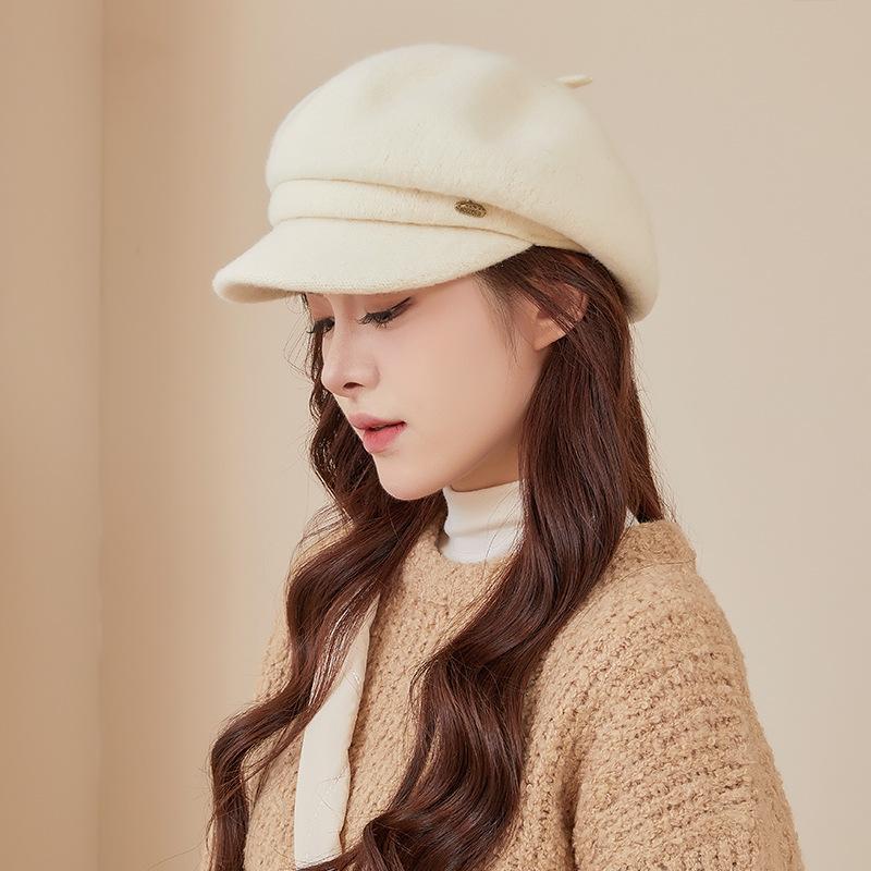 Women Newsboy Cap Cuffed Brim Beret Cap Vintage Octagonal Hats Slouchy Painter Hat for Outdoor   Beanie Hats for Women