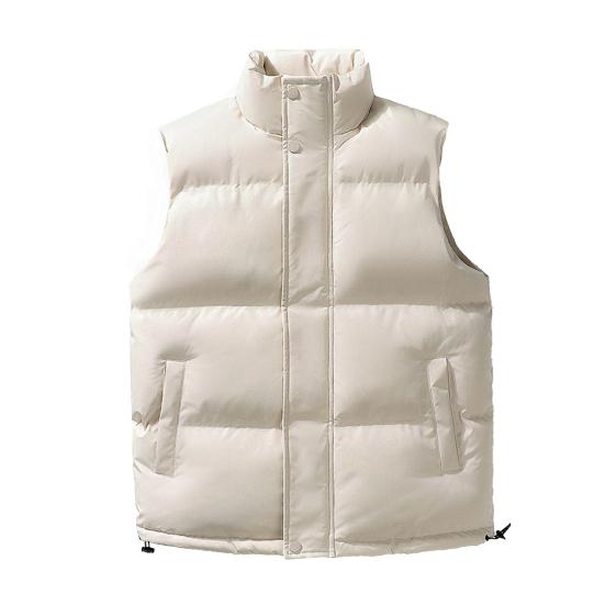 Men Down Waistcoat With Pockets Stand Collar Sleeveless Zipper Closure Autumn Winter