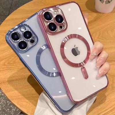 Magnetic Electroplated TPU Case for iPhone 15 Pro with Lens Film