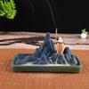 Green Ceramic Backflow Incense Burner - Sandalwood & Agarwood Holder for Bedroom, Tea Room, Living Room, Office