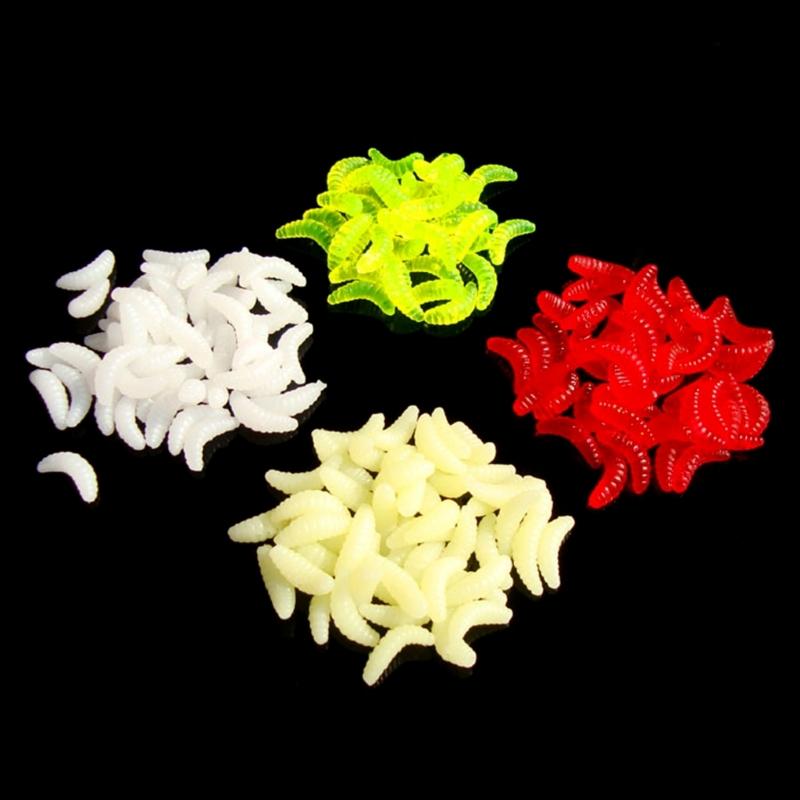 100Pcs Soft Lure Trout Worm Baits Fishing Tackle Accessories for Trout Fishing 2.1cm Worm Artificial Silicone Worm