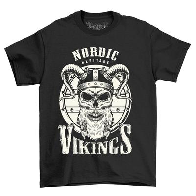 Šiaurės skydas ir vikingų kaukolė - Drąsiai juokingi marškinėliai kariams! Unisex Des