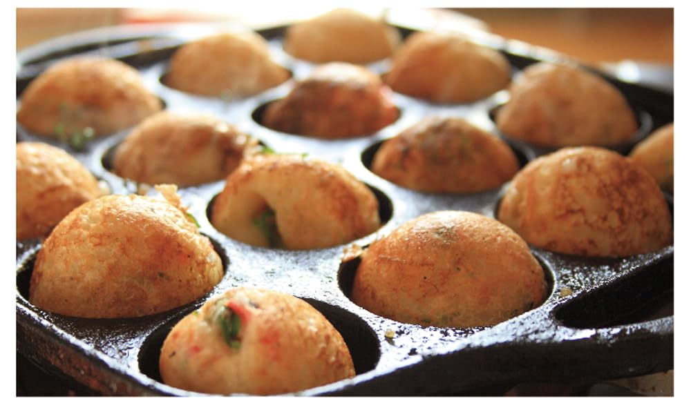 Ishigaki Cast Iron Takoyaki Pan, 16 Holes, Black, 20cm X 20cm X 3.5cm, Gas Compatible, Product Number: 3965