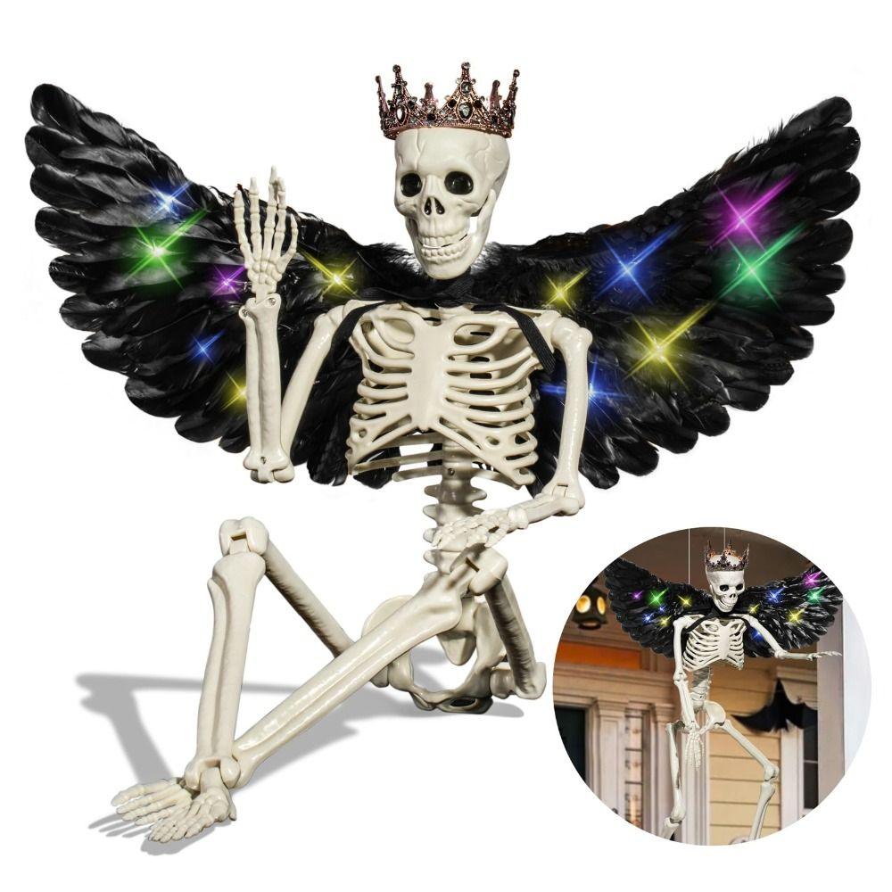 

36 Skeleton Halloween Decor with LED Wings Halloween Decorations for Home Porch Yard