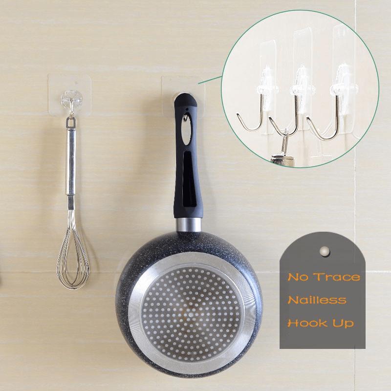 10/20PCS Door Hook, Adhesive Wall Hook, Transparent, Anti Slip, No Trace, Heavy-duty Adhesive Hook, Bathroom Kitchen Hook