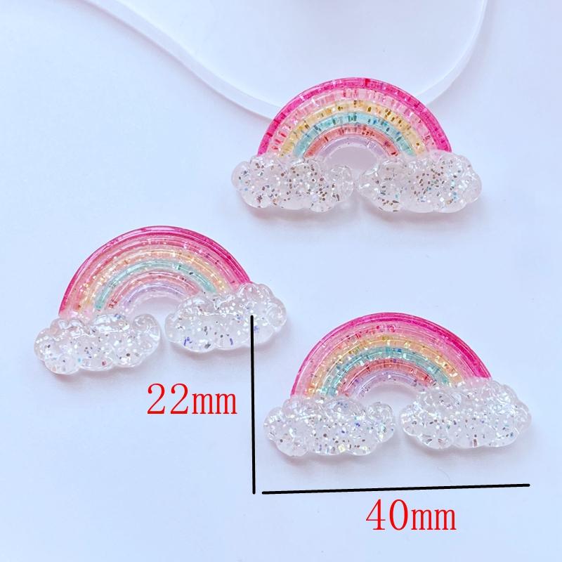 10Pcs New Mixed Cartoon Mini Shining Rainbow Flat Back Resin Cabochons Scrapbooking DIY Jewelry Craft Decoration Accessorie