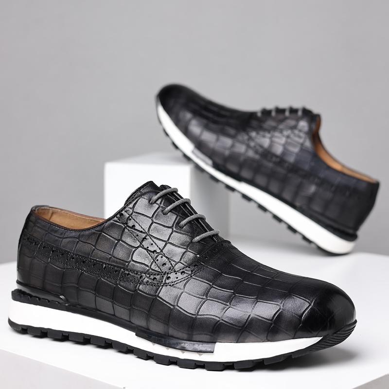 Fashion Fashion Leisure Sports Shoes Men's Casual Shoes Men's Oxfords Outdoor Lace Up Genuine Leather Men Shoes Non-slip Men's Sneakers