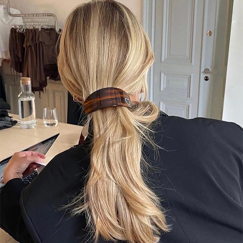 French Vintage Amber Acetate Hairpin: Elegant Luxury Spring Clip for Sweet, Chic Styles