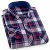 Men's Plaid Shirt - Pure Cotton Flannel, Long-Sleeved, Button Collar, Soft, Warm, Casual
