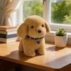 Cute Pet Puppy Plush Toys Delicate Handmade Sitting Pose Dog Doll Wearing Collar Lively Desktop Decor Warm Animal Throw Pillow