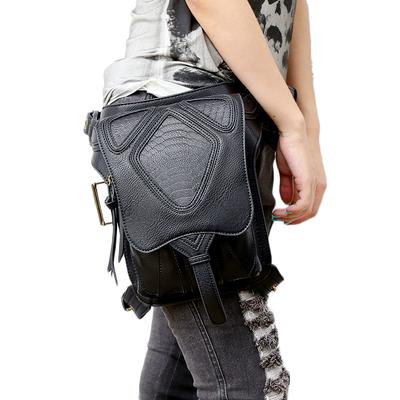 Gothic PU Leather Waist Bag Women Black Retro Rock Rivets Bag Steampunk Black Handbags