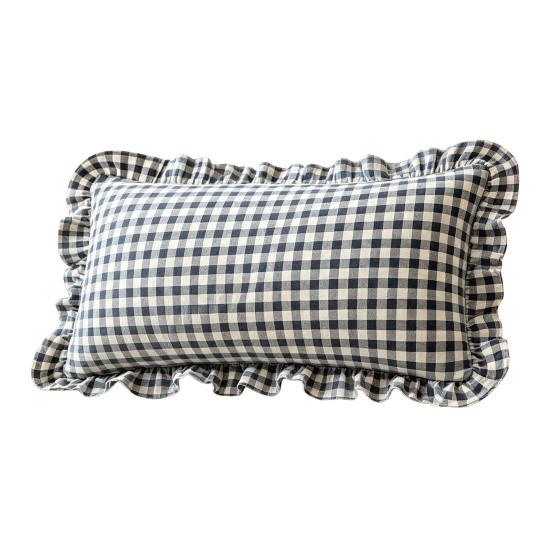 Copricuscino Decorativo a Volant per Divano Letto Quadrato, Federa a Quadri in Cotone con Bordo Arricciato, Cuscini Monocolore 18x18 Pollici 20x12 Copertura Decorativa per