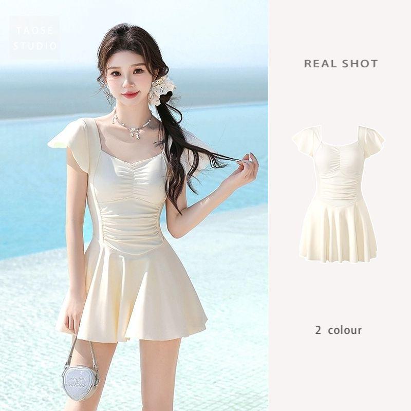 2025 Women's Elegant One-Piece Swimsuit: Conservative, Slimming, Skirt-Style, Sexy Hot Spring Swimwear