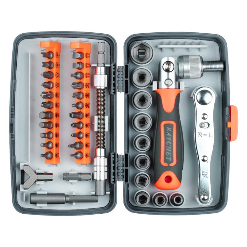 38-in-1 Multi-Angle Ratchet Screwdriver Set with Quick Wrench and High Hardness Tool Box