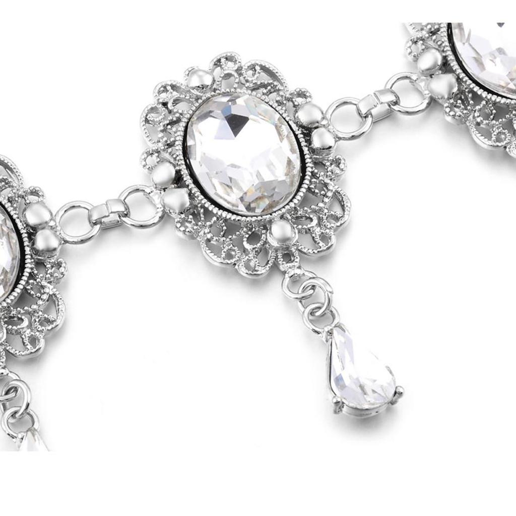 Women Adjustable Diamond Belt Chain Vintage Style Wedding Dress Accessory - Silver